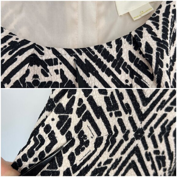 Sz 14- Anthro Maeve Abstract Geometric Black White Fit & Flare Sleeveless Dress - Picture 15 of 16